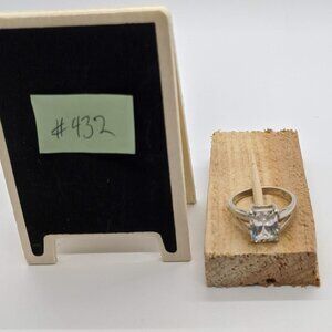 Silver Ring with Radiant cut clear stone